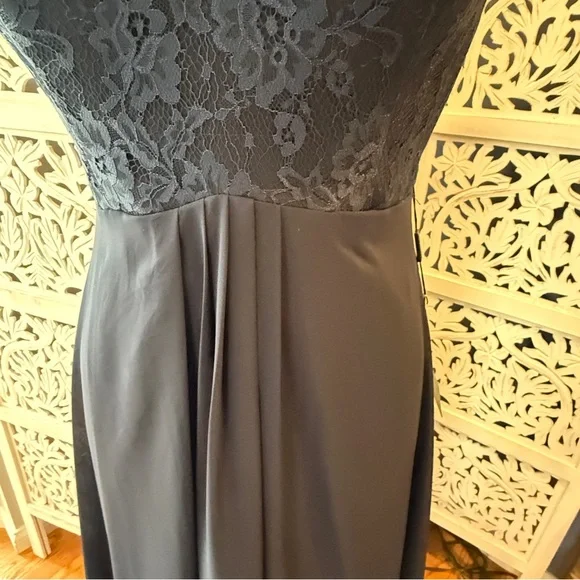 NWT Izidress Navy Lace-Detail Maxi Dress with Scoop Neck Sz M - Picture 4 of 7